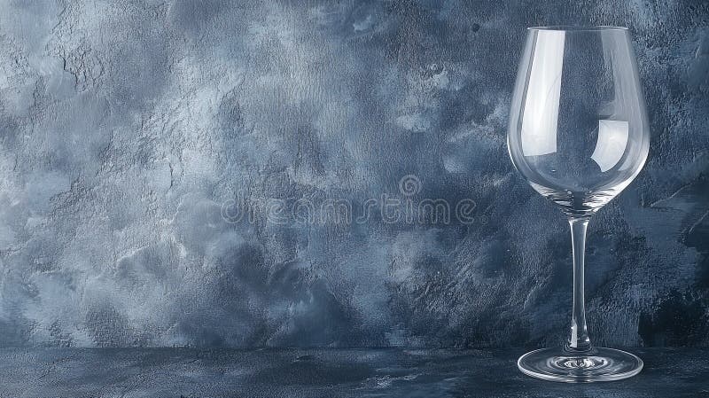 Minimalistiskt vinglas på texturerad grå bakgrund med tomt utrymme för matarmaturer i bordsartiklar för vinframställning stock illustrationer