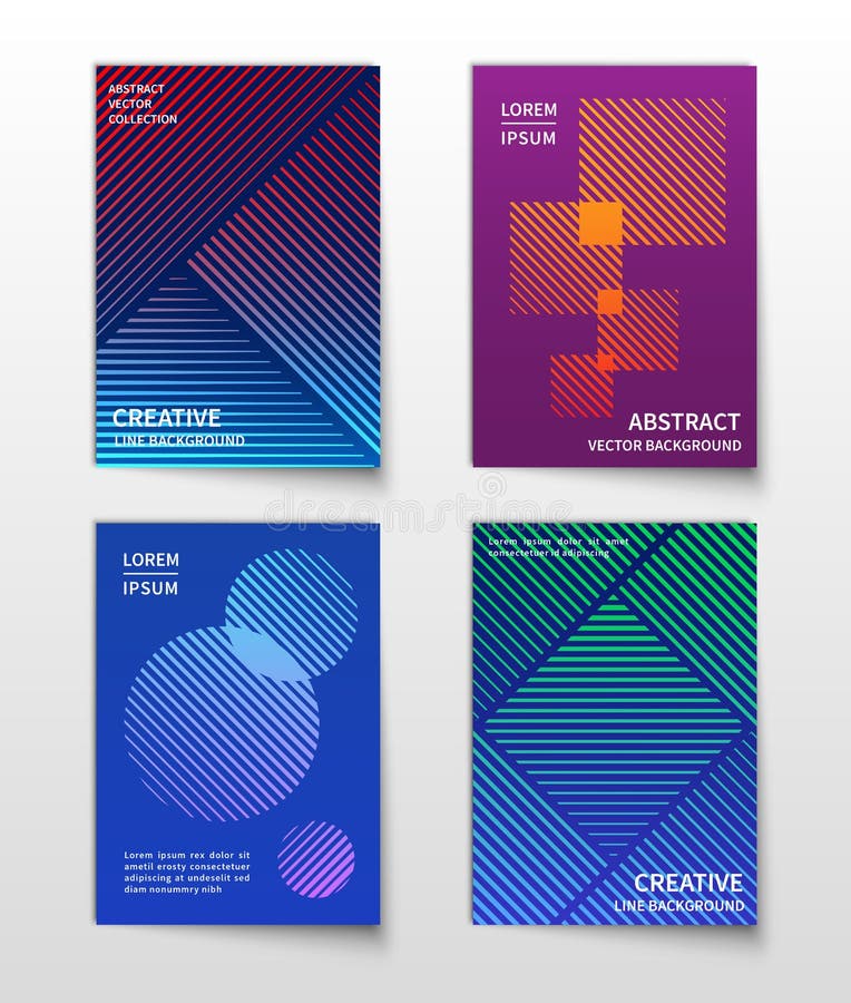 Minimalisty kreskowy dynamiczny halftone Abstrakcjonistyczni geometryczni wektorowi nowożytni tła ustawiający ilustracji