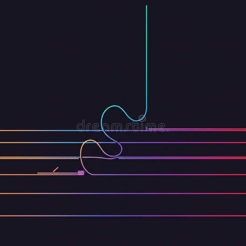 Minimalistyczna grafika cyfrowa przedstawiająca serię poziomych linii w kolorach gradientowych ilustracji