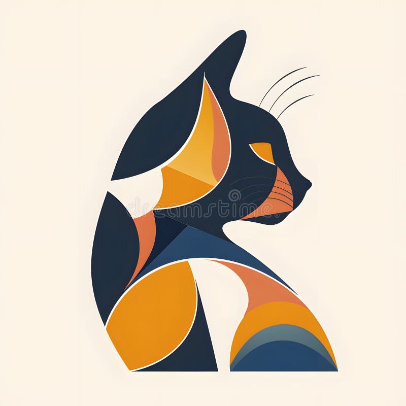 Minimalistyczna ilustracja kotów : elegancka i abstrakcyjna sztuka zabawy feline ilustracja wektor