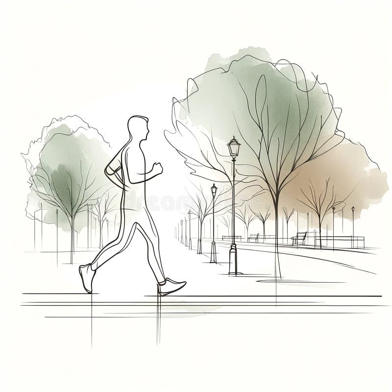 Minimalistyczna Sztuka Joggera w Parku royalty ilustracja