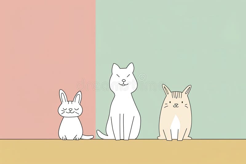 Minimalistyczne rysunki liniowe słodkich ptaków na gałęziach ustawionych na jasnym tle royalty ilustracja