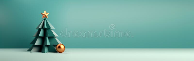 Minimalistyczny projekt kartki świątecznej ze stylowym zielonym tłem. Proste, ale eleganckie drzewko ozdobne fotografia royalty free