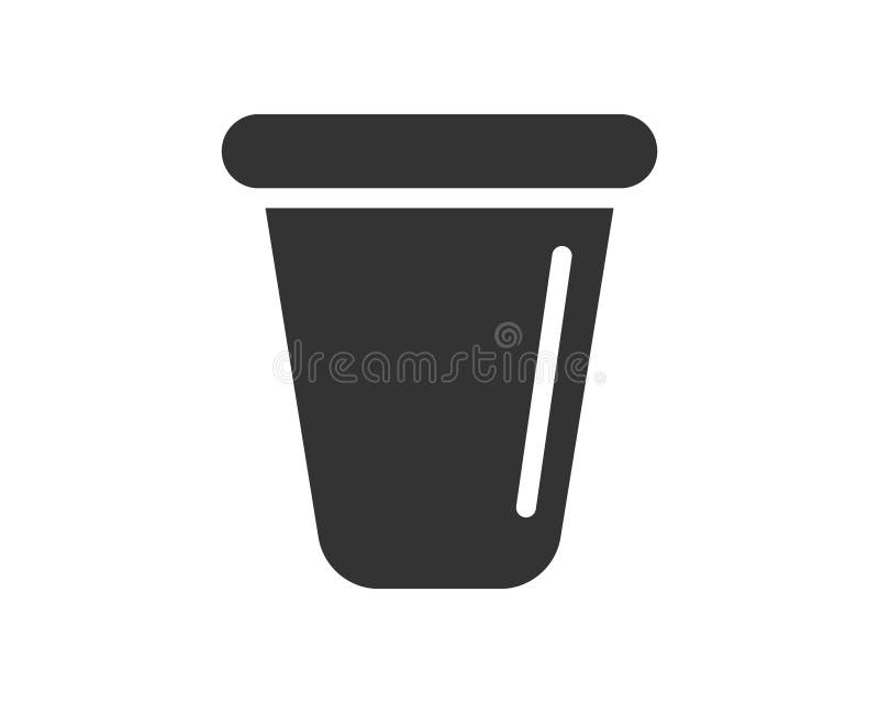 Minimalna ikona graficzna filiżanki lub pojemnika w ciemnoszarym tle na białym tle czystym i wszechstronnym do różnych projektów. ilustracji
