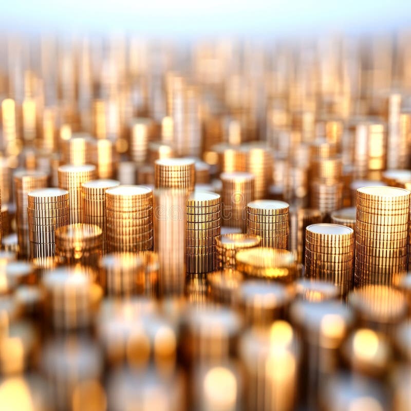 Minimalne złote miasto szczegóły futurystyczny model architektoniczny oświetlone budynki sci fi urbanistyka abstrakcyjna ilustracji