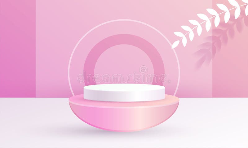 Minimalny obraz produktu 3d z kolorem różowym w kolorze tła podium leaf idealnym do reklamy