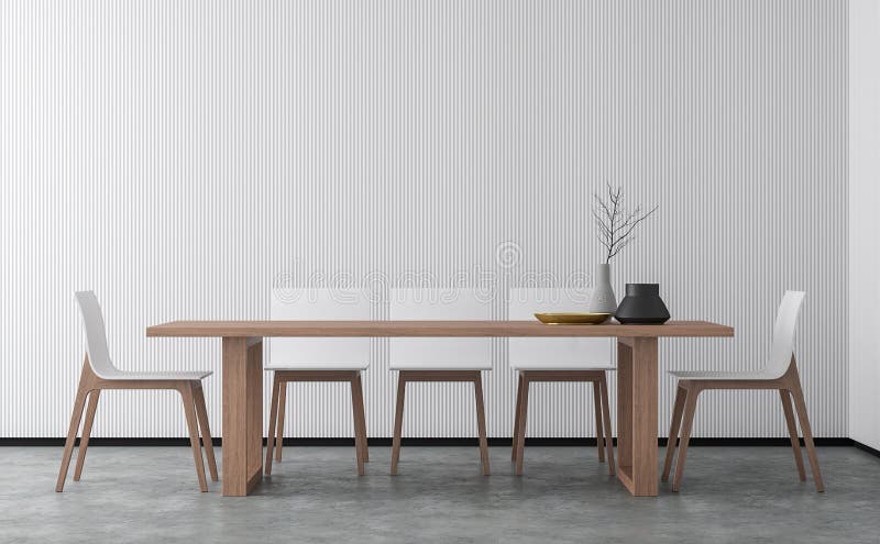 Minimalny stylowy jadalni 3d renderingu wizerunek ilustracja wektor