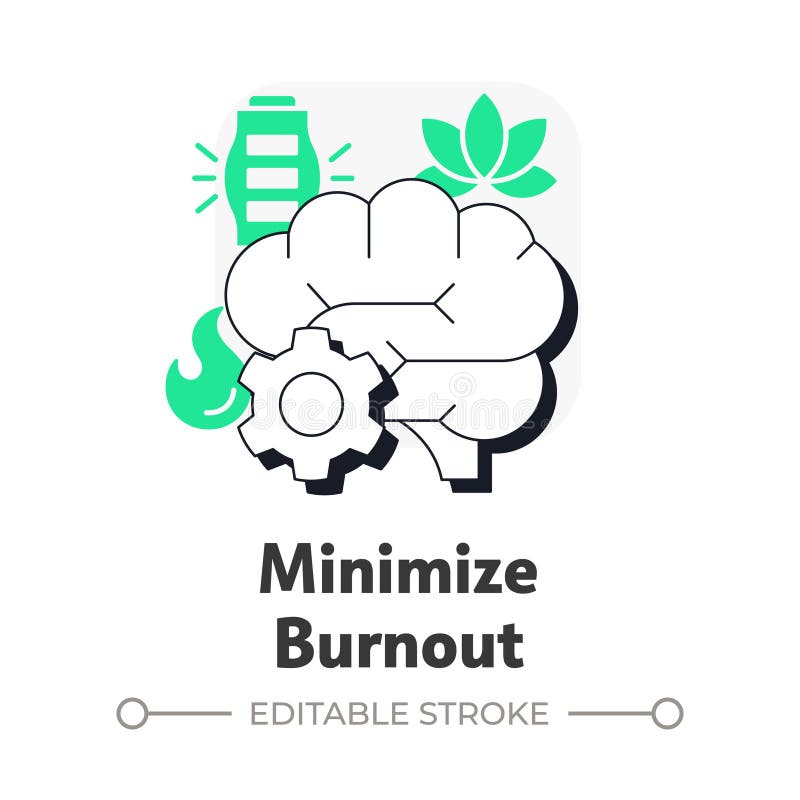 Minimize burnout flat outline concept icon stock illustration