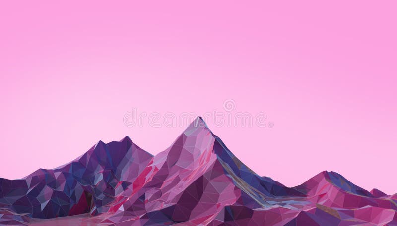 Minimo del paesaggio della montagna poli con la porpora psichedelica di pendenza variopinta su fondo illustrazione vettoriale Minimo del paesaggio della montagna poli con la porpora psichedelica di pendenza variopinta su fondo illustrazione vettoriale