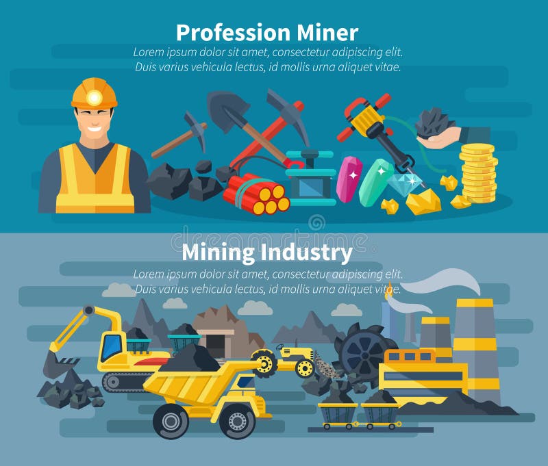 Mining Banner Set royalty free illustration