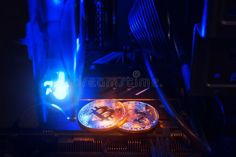 Mining Bitcoin. Farming Physical Coin Inside Computer ...