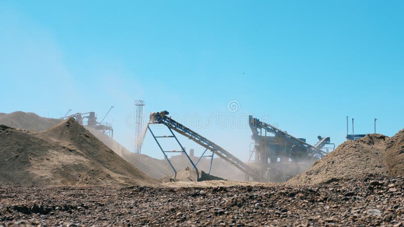 Mining Excavation equiipment. Machines are excavating and grinding rocks