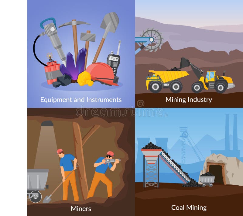 Mining Inductry Flat Design Concept vector illustration