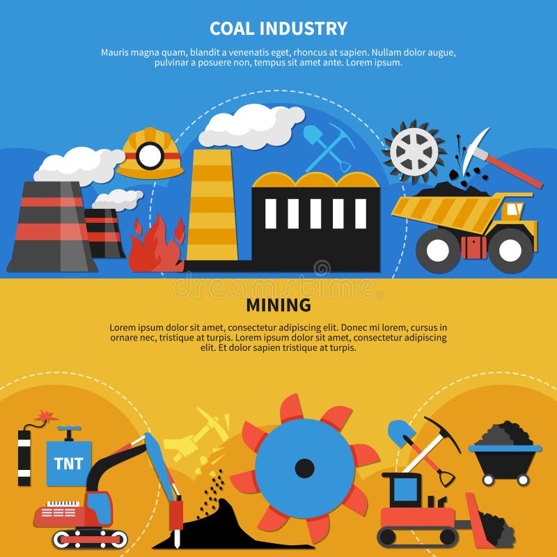 Mining Industry Banners vector illustration