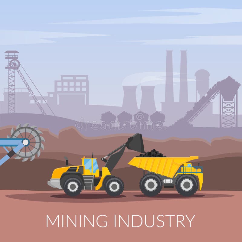Mining Industry Flat Composition vector illustration