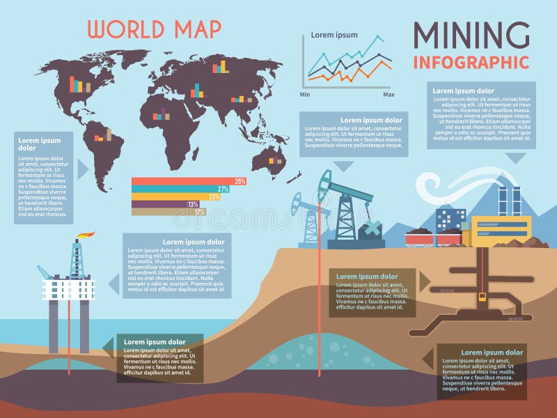 Mining Infographics Set vector illustration
