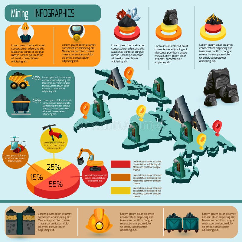Mining Infographics Set royalty free illustration