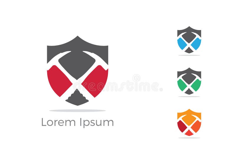 Mining logo design, mechanic tools in shield icon. Car repair service, wrench, plumber illustration. stock illustration Mining logo design, mechanic tools in shield icon. Car repair service, wrench, plumber illustration. stock illustration