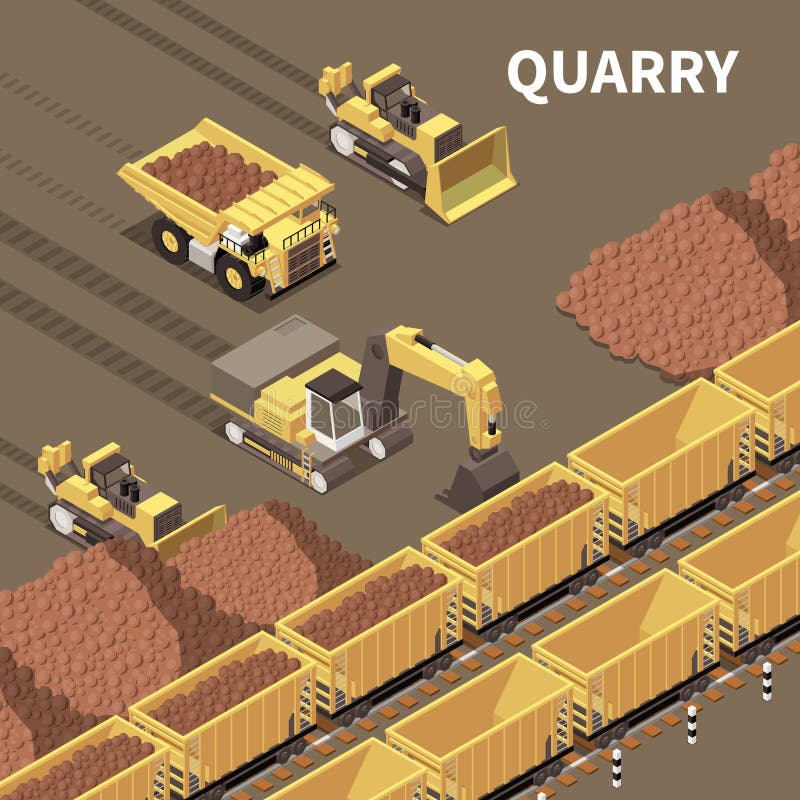 Mining Machinery Isometric Illustration vector illustration