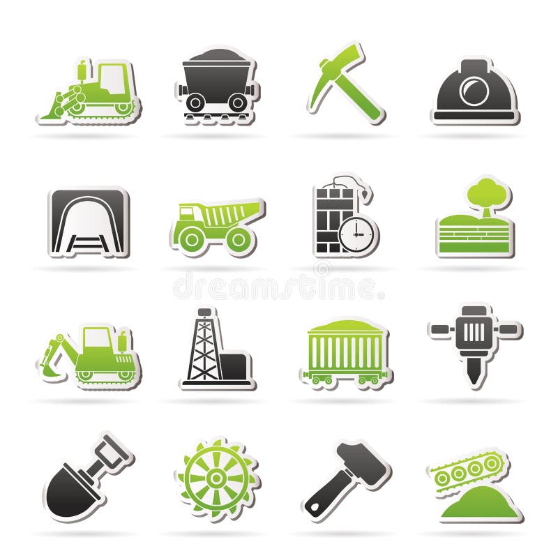 Mining and quarrying industry icons