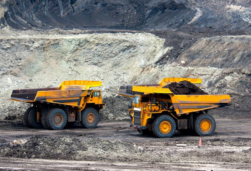 Big mining truck unload coal