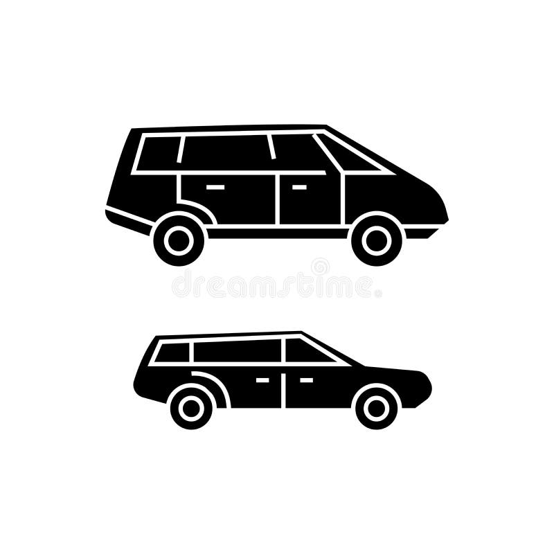 Minivan black icon concept. Minivan vector sign, symbol, illustration. stock illustration Minivan black icon concept. Minivan vector sign, symbol, illustration. stock illustration