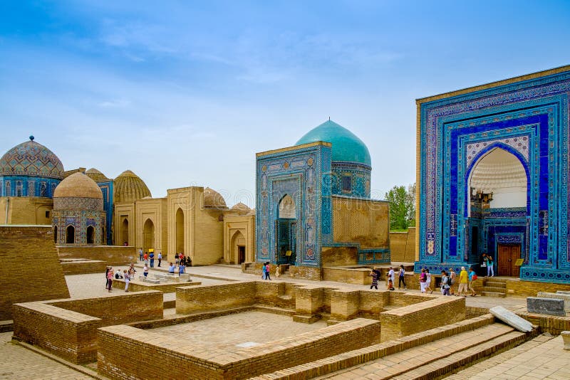 Minnes- komplex för schah-JAg-Zinda, nekropol i Samarkand, Uzbekistan