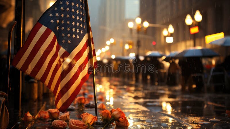 Day of remembrance of the victims of the terrorist attack on September 11. Day of mourning. Generative AI AI generated. Day of remembrance of the victims of the terrorist attack on September 11. Day of mourning. Generative AI AI generated