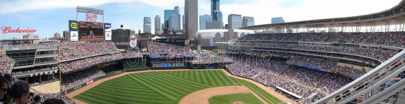 Panoramic photo of Target Field Baseball Stadium in downtown Minneapolis, Minnesota. Panoramic photo of Target Field Baseball Stadium in downtown Minneapolis, Minnesota