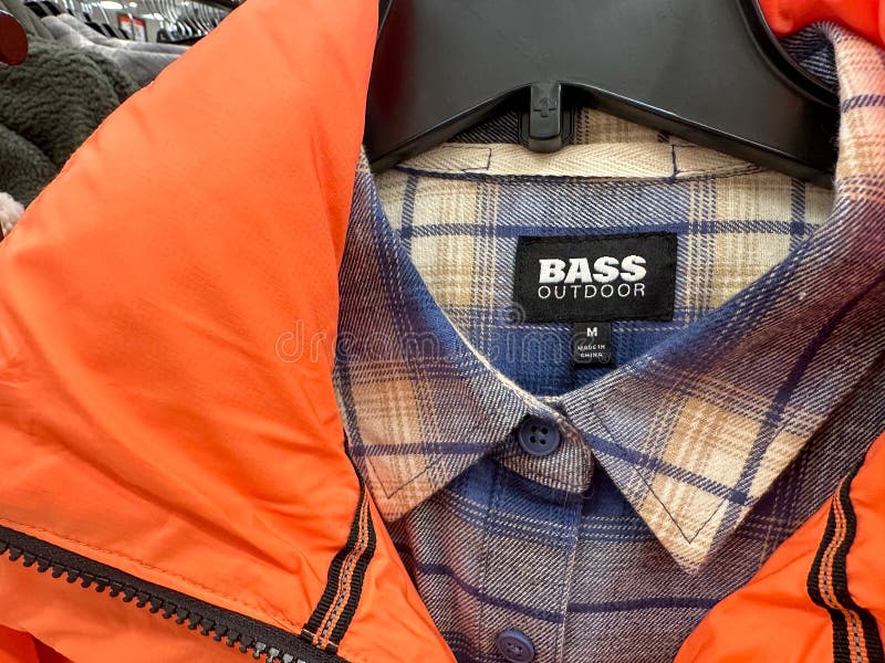 Close Up of a Bass Outdoor Clothing Label, Outdoor Wear Sold at a