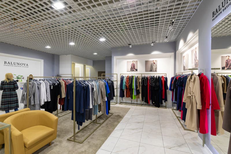 Minsk, Belarus - March 26, 2018: Interior Shot of Fashion Clothes Shop ...