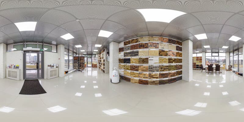 MINSK, BELARUS - APRIL, 2017: full seamless panorama 360 degrees angle view in interior elite luxury store of ceramic tile and bricks in equirectangular spherical projection. ar vr content. MINSK, BELARUS - APRIL, 2017: full seamless panorama 360 degrees angle view in interior elite luxury store of ceramic tile and bricks in equirectangular spherical projection. ar vr content