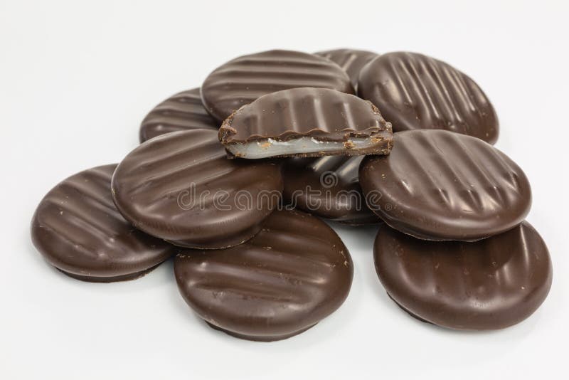 Mint chocolate discs stock photo. Image of confectionery 150263738
