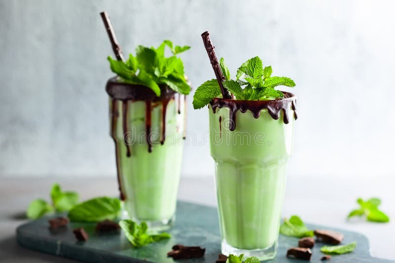 Mint chocolate milkshake stock photo. Image of occasion 125408200