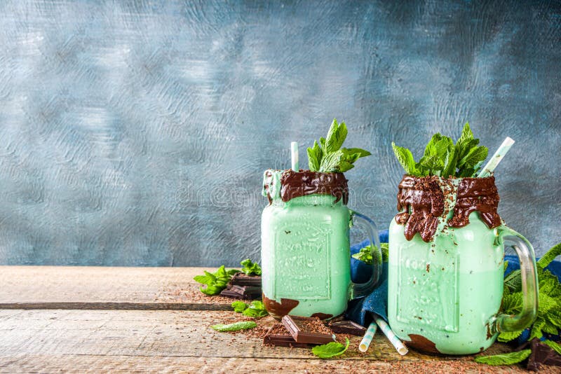 Mint chocolate milkshake stock image. Image of iced 187093713