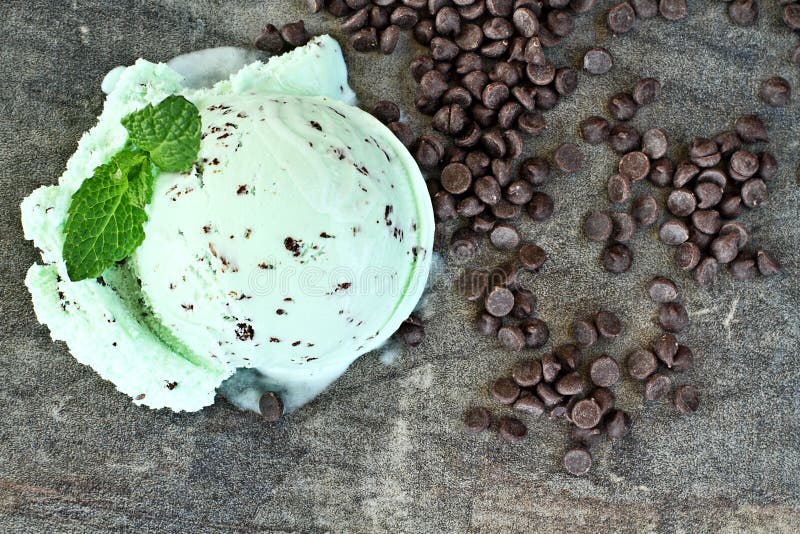 Mint Ice Cream Scoop and Chocolate Chips