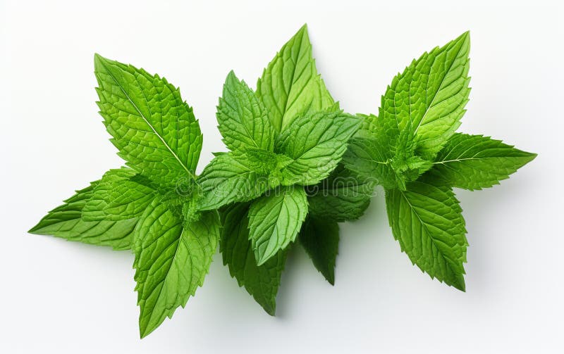 Mint Leaf on a White Background Generative Ai Stock Photo Image of