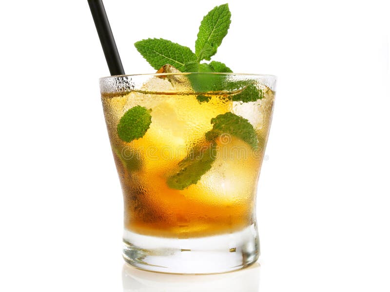 Mint Whisky Cocktail Isolated on White Background Stock Image Image of cube, bottles 192017279