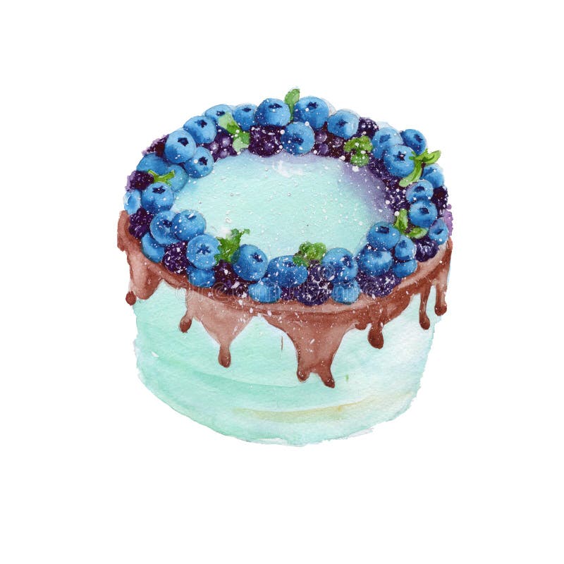 Mintkaramellsockerkaka i gräddosten med frukt Vatten stock illustrationer Mintkaramellsockerkaka i gräddosten med frukt Vatten stock illustrationer