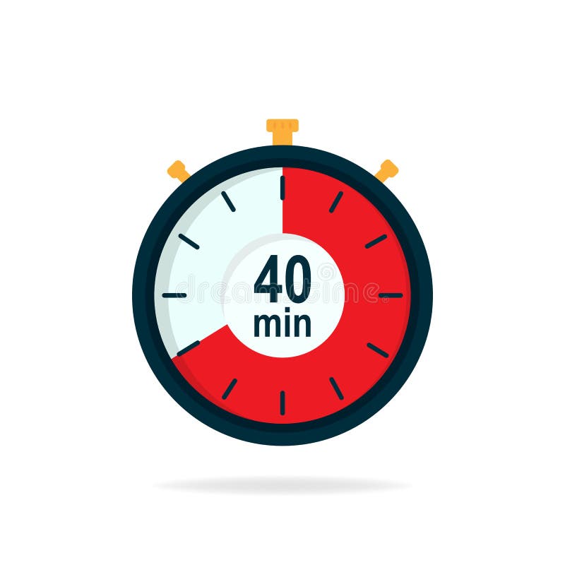 40 Minutes Timer. Stopwatch Symbol in Flat Style. Editable Isolated Illustration. Vector Illustration of number, accuracy: 194237965