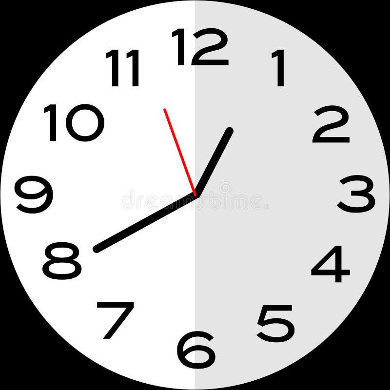 25 To 8 O`clock Analog Clock Icon Stock Illustration - Illustration of second, showing: 231464201