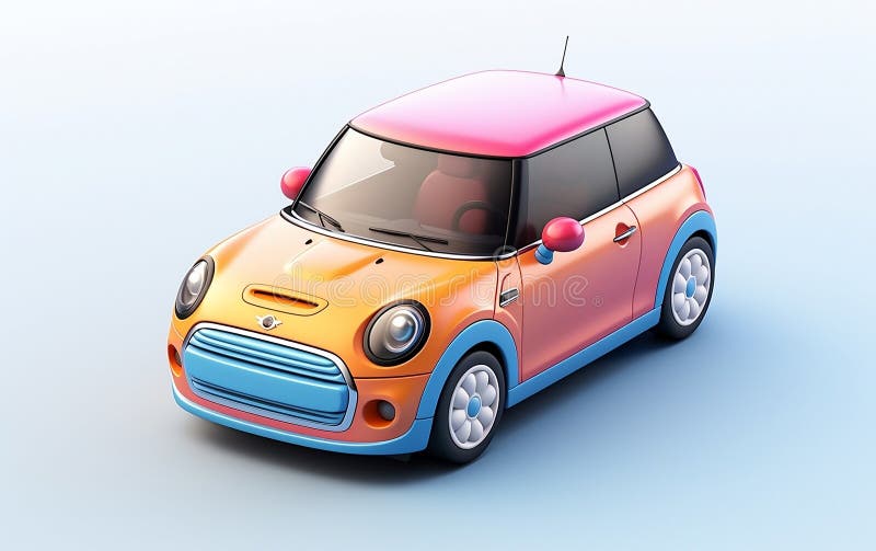 Minúsculo carro isométrico emoji, design suave e suave ilustração do vetor