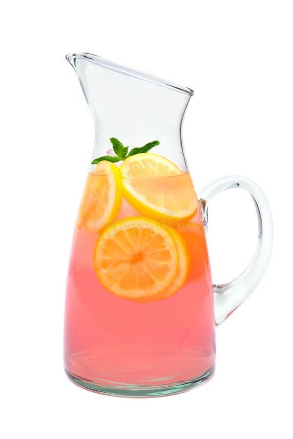 Miotacz różowa lemoniada z mennicą odizolowywającą na bielu zdjęcie stock Miotacz różowa lemoniada z mennicą odizolowywającą na bielu zdjęcie stock