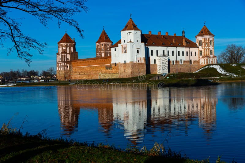 mir-castle-on-miranka-river-belarus-stock-photo-image-of-mansion
