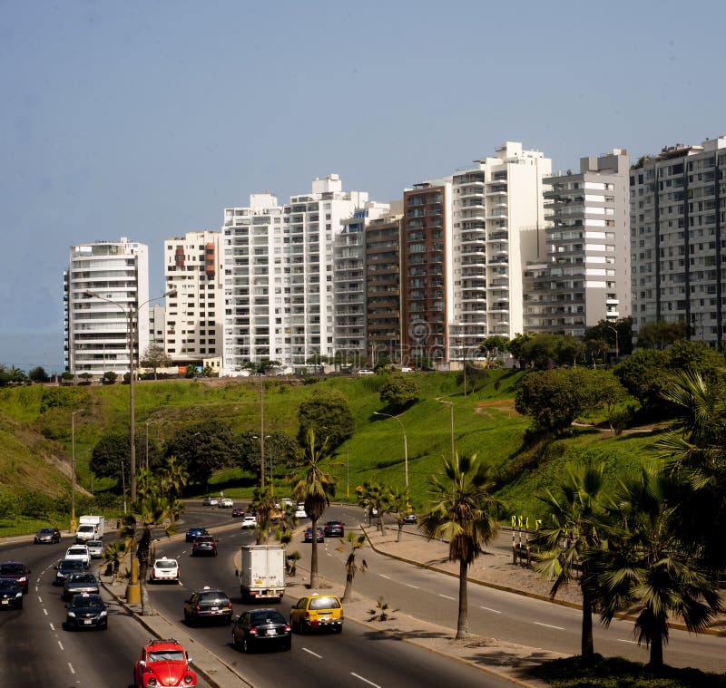 Luxurious Apartment Buildings with Road To the Background Pacific Ocean