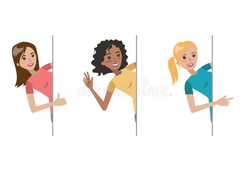 Mirando a escondidas a las mujeres fijadas ilustración del vector Mirando a escondidas a las mujeres fijadas ilustración del vector