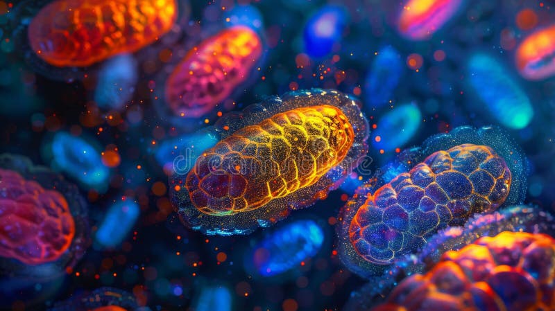Mirobin-bakterieceller som visar upp abstrakta vetenskapliga forskningsbiologier mikroskopisk mikroskopisk mikroskopisk mikroskopi royaltyfri illustrationer
