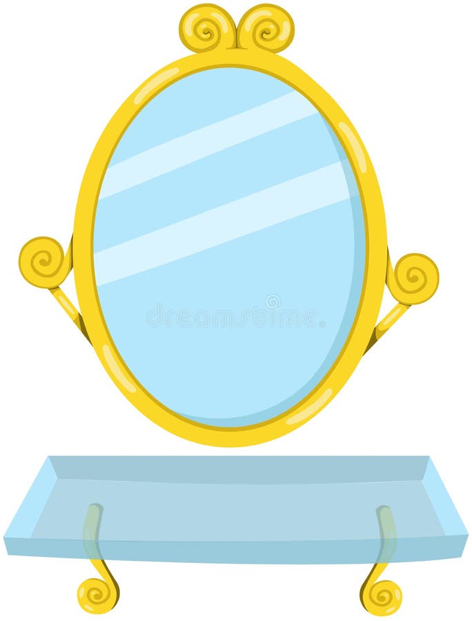 Miroir de salle de bains avec l'étagère illustration libre de droits Miroir de salle de bains avec l'étagère illustration libre de droits