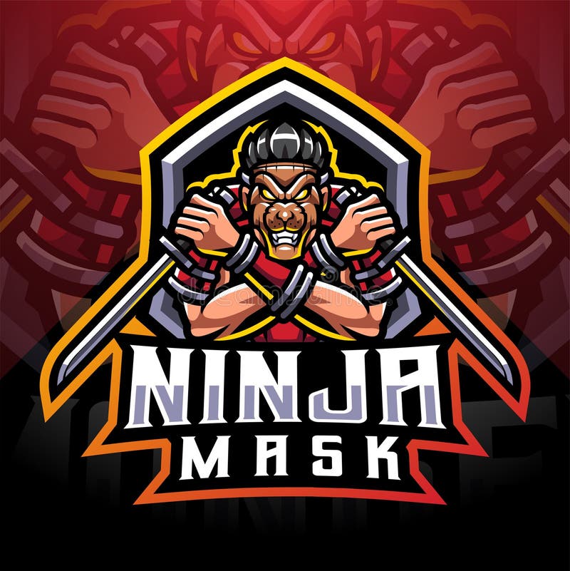 Ninja mask esport mascot logo design vector illustration