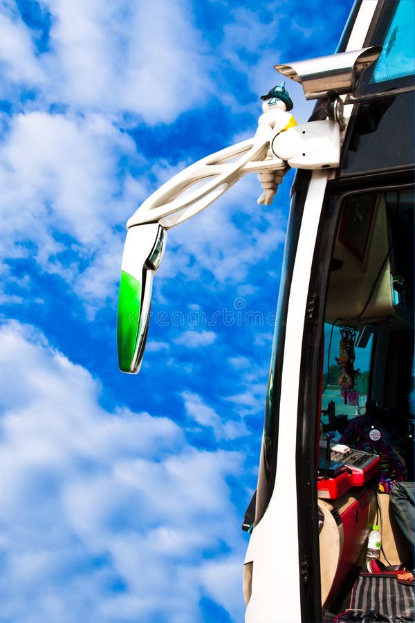 Mirror bus. stock photo. Image of cockpit, fingers, mirror 23253916